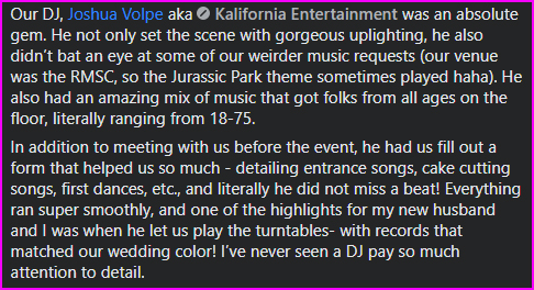 5 Star Wedding DJ Review