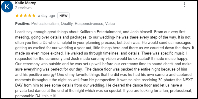 Cotton Wedding | % Star Review | Rochester DJ